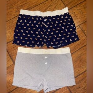 Navy teddy bear and Gray Pajama Shorts Set size large never worn